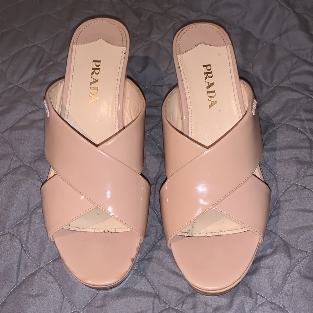 PRADA Wedge Sandal ~ Nude - Picture 4 of 17